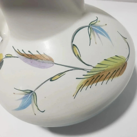 VTG Denby Stoneware Pitcher with  Lid Spring Leaf Design Teal/White. - Picture 5 of 9